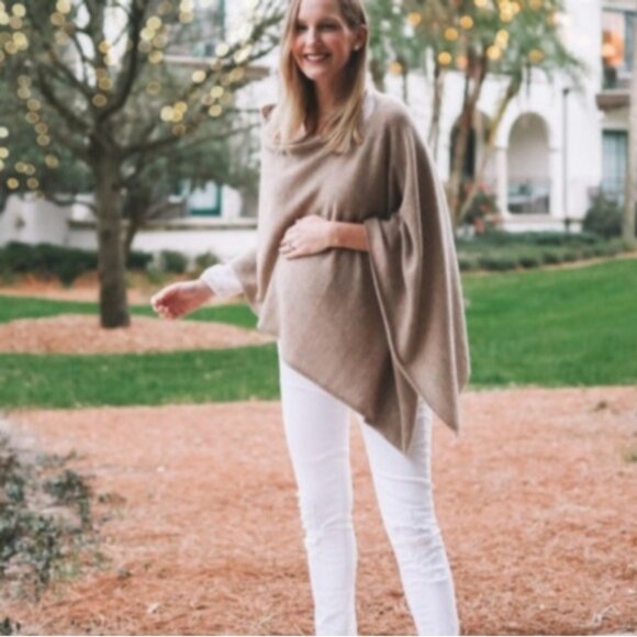 J. Crew Cashmere Wool Poncho In Heather Birch Tan OS Quiet Luxury - Picture 3 of 15